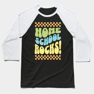 Home School Rocks-Back to School Groovy Pastel Design Baseball T-Shirt